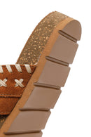Women's Tan Tassel Suede Leather Slippers | Derimod