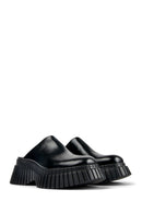 Camper Women's Black Bcn Thick Soled Leather Slippers | Derimod