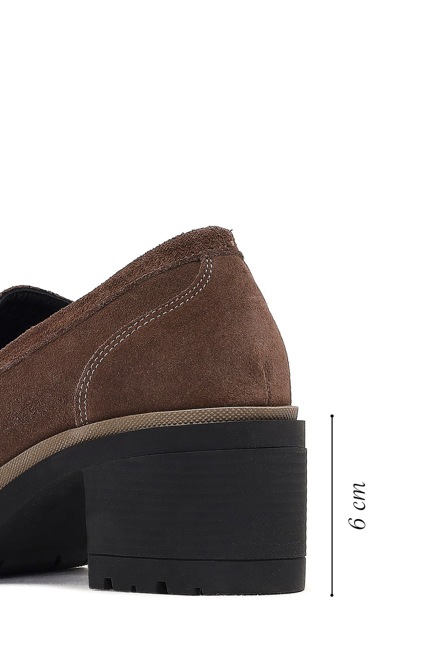 Women's Mink Thick Heeled Suede Leather Masculine Loafer