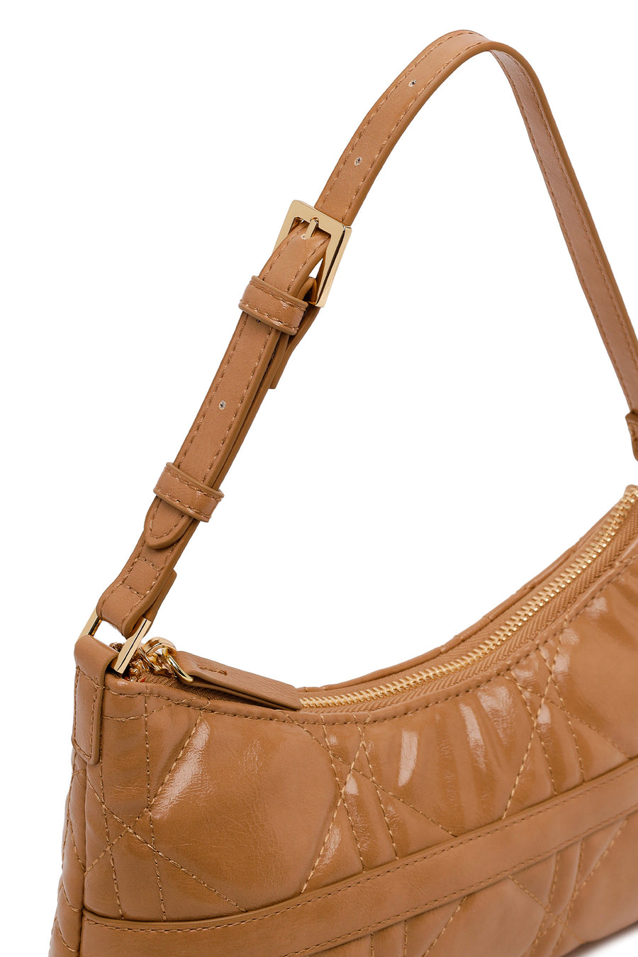 Woman Beige Long Chain Strap Shoulder Bag