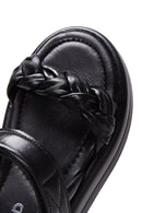 Women's Black Leather Comfort Sandals | Derimod