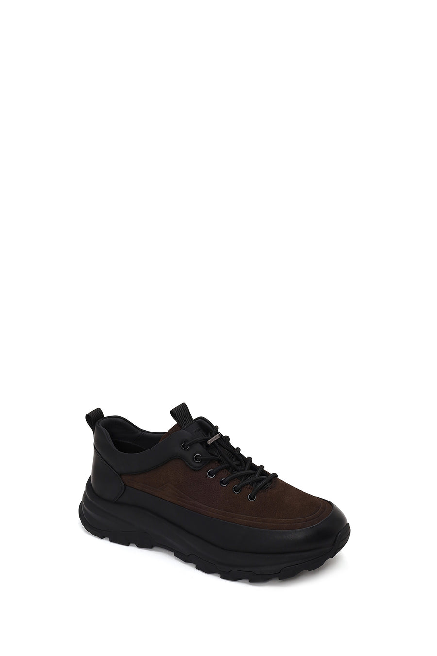Male Brown Lace-Up Thick-Soled Leather Casual Sneaker