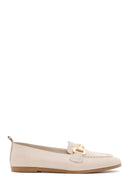 Women's Beige Leather Buckle Classic Loafer | Derimod