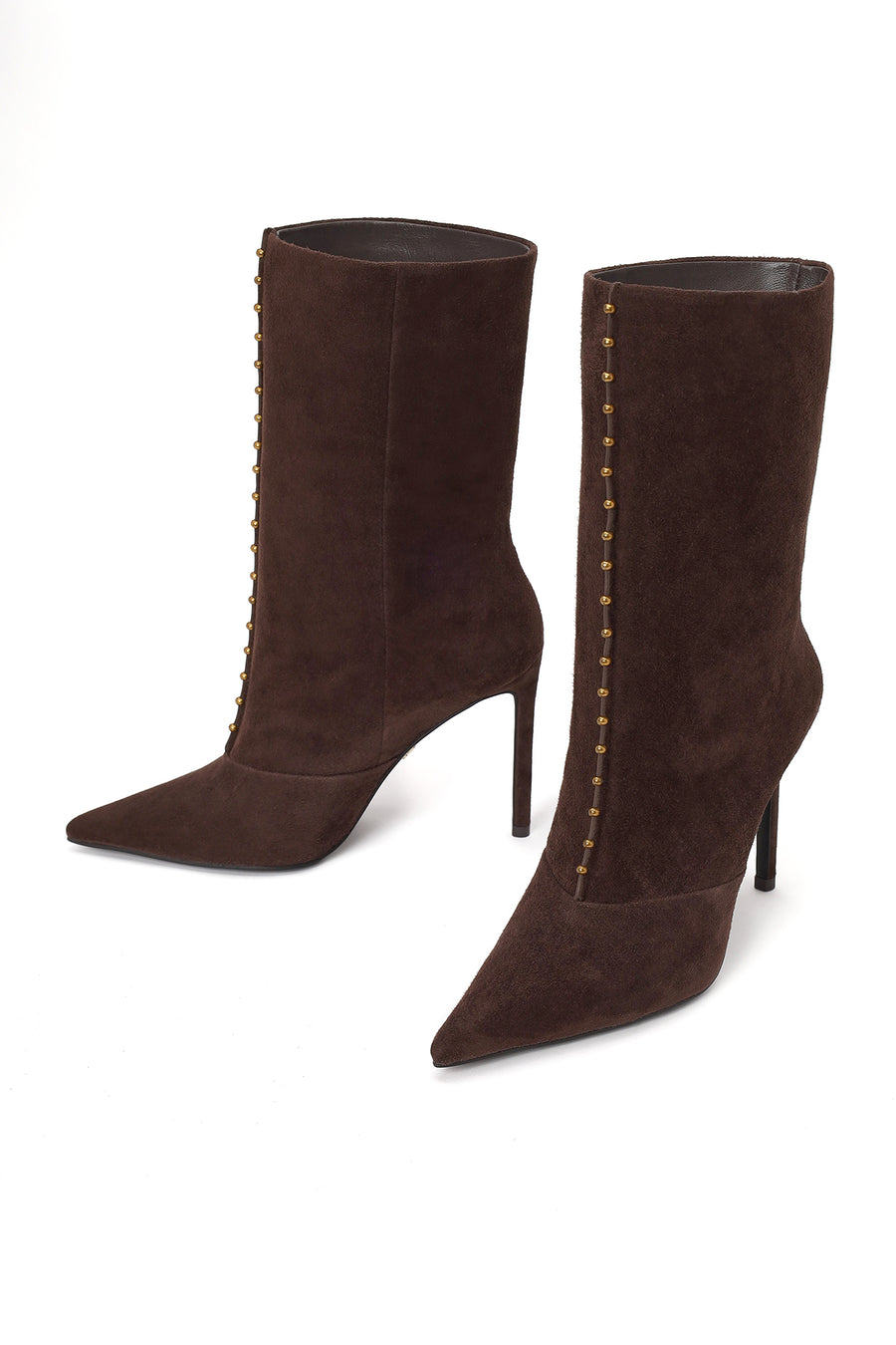 Woman Brown Short Thin-Heeled Suede Short Boots