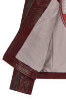 Hamilton Male Burgundy Crest Sports Leather Jacket | Derimod
