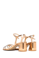 Woman Pink Ankle-Strap Buckled Embellished Chunky-Heel Sandal | Derimod