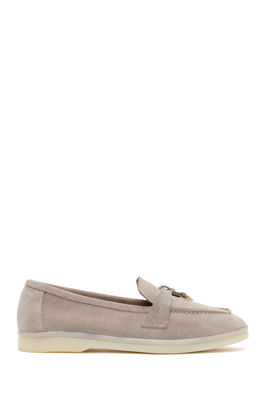 Kadın Bej Süet Deri Maskülen Loafer 26PFD130910 | Derimod