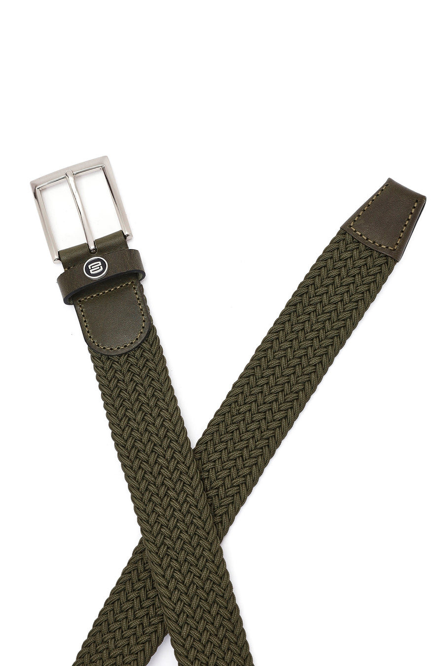 Men's Green Braided Leather Belt