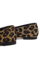Women's Leopard Patterned Jeweled Leather Ballet Flat | Derimod