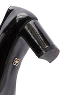 Women's Black Double Buckle Thick Heel Patent Leather Mary Jane Shoes | Derimod