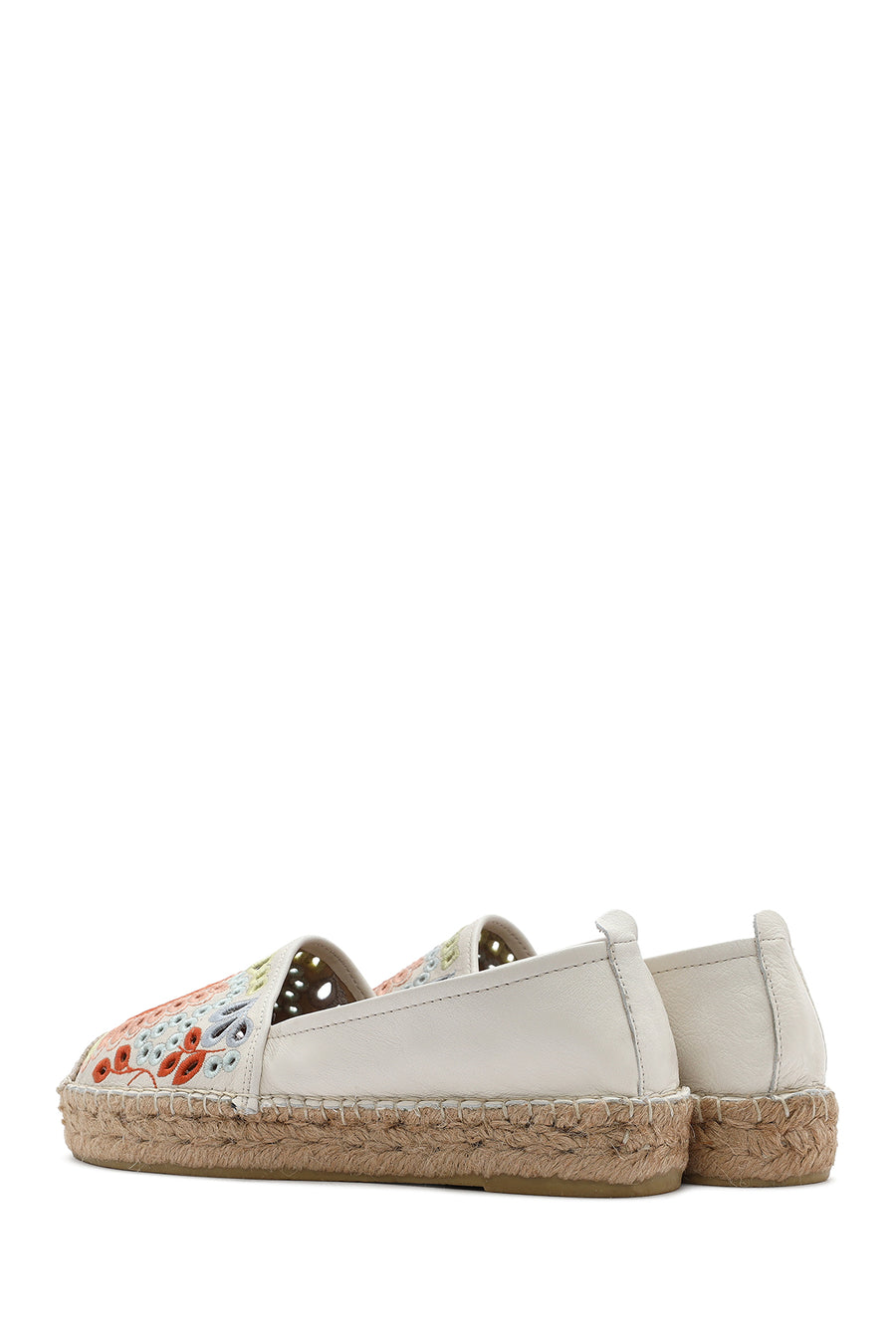 Women's Beige Patterned Leather Espadrilles