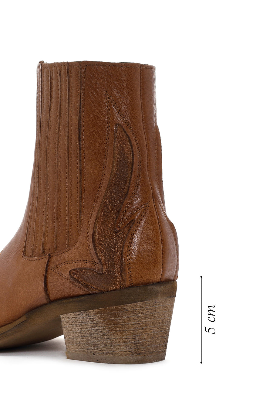 Women's Tan Leather Heeled Cowboy Boots