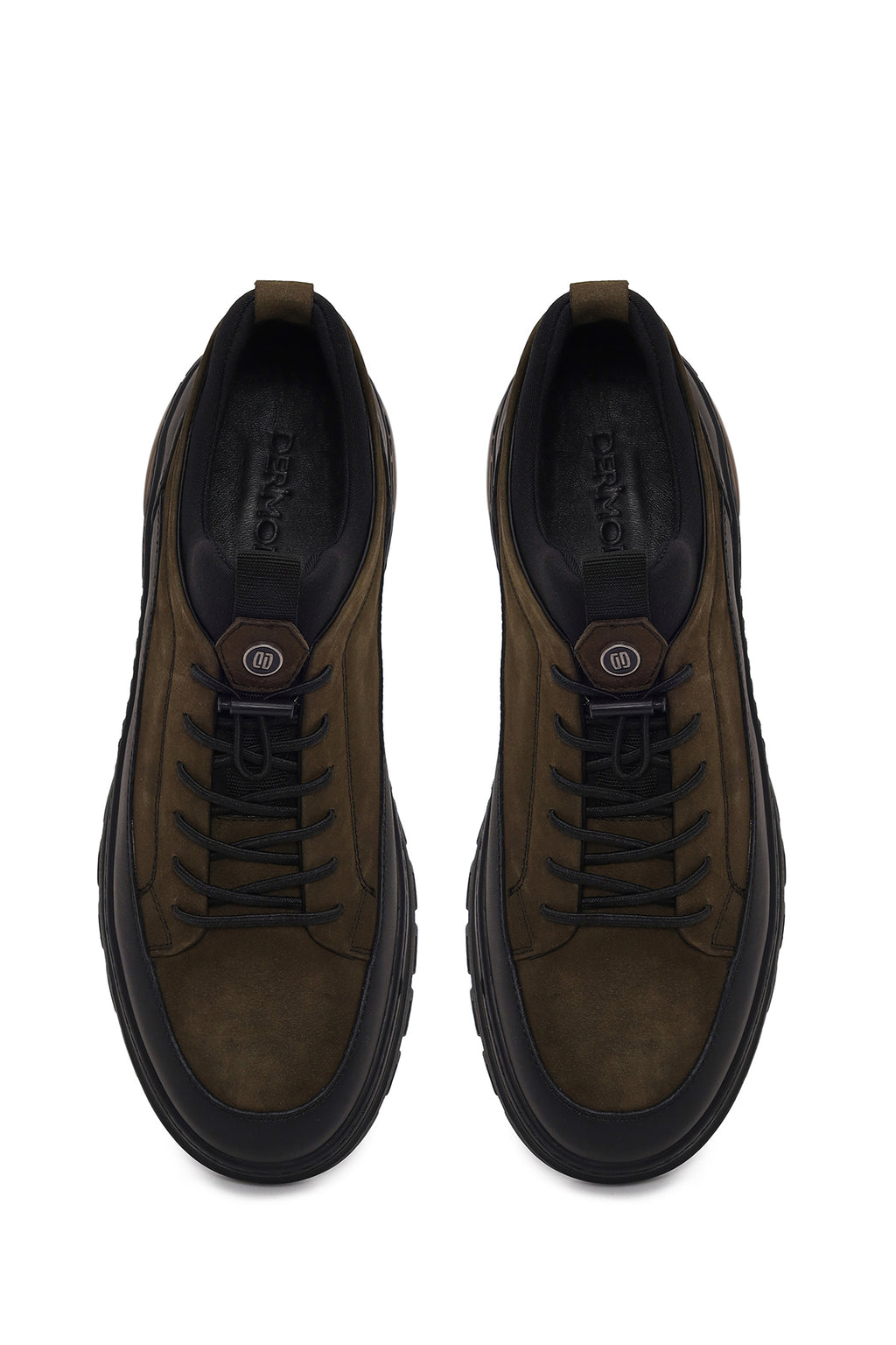 Erkek Haki Bağcıklı Nubuk Deri Sneaker