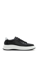 Men's Black Lace-up Thick-Sole Leather Sneaker | Derimod