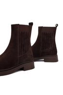 Woman Brown Suede Chelsea Boots | Derimod