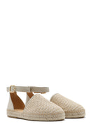 Women's Beige Buckle Ankle Straw Leather Espadrille Sandals | Derimod