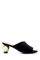 Women's Suede Round Heeled Slippers | Derimod