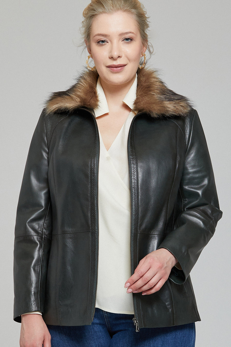 Samantha-X Women's Leather Jacket 19WGE581947 | Derimod