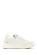 Woman White Side-Zip Lace-Up Thick-Sole Sneakers | Derimod