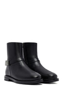 Woman Black Zippered Metal Detail Leather Boat | Derimod