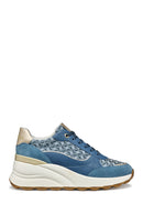 Geox Women Blue D Spherica Ec13 A - Nap + Emb.Te Lace-Up Wedge Heel Sneaker | Derimod