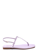 Women's Lilac Leather Flip Flops Sandals | Derimod