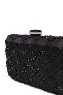 Woman Black Long Chain Strap Embellished Mini Clutch Evening Bag | Derimod