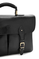 Men's Black Long Strap Leather Briefcase | Derimod