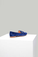 Navy Blue Buckle Women's Leather Shoes | Derimod