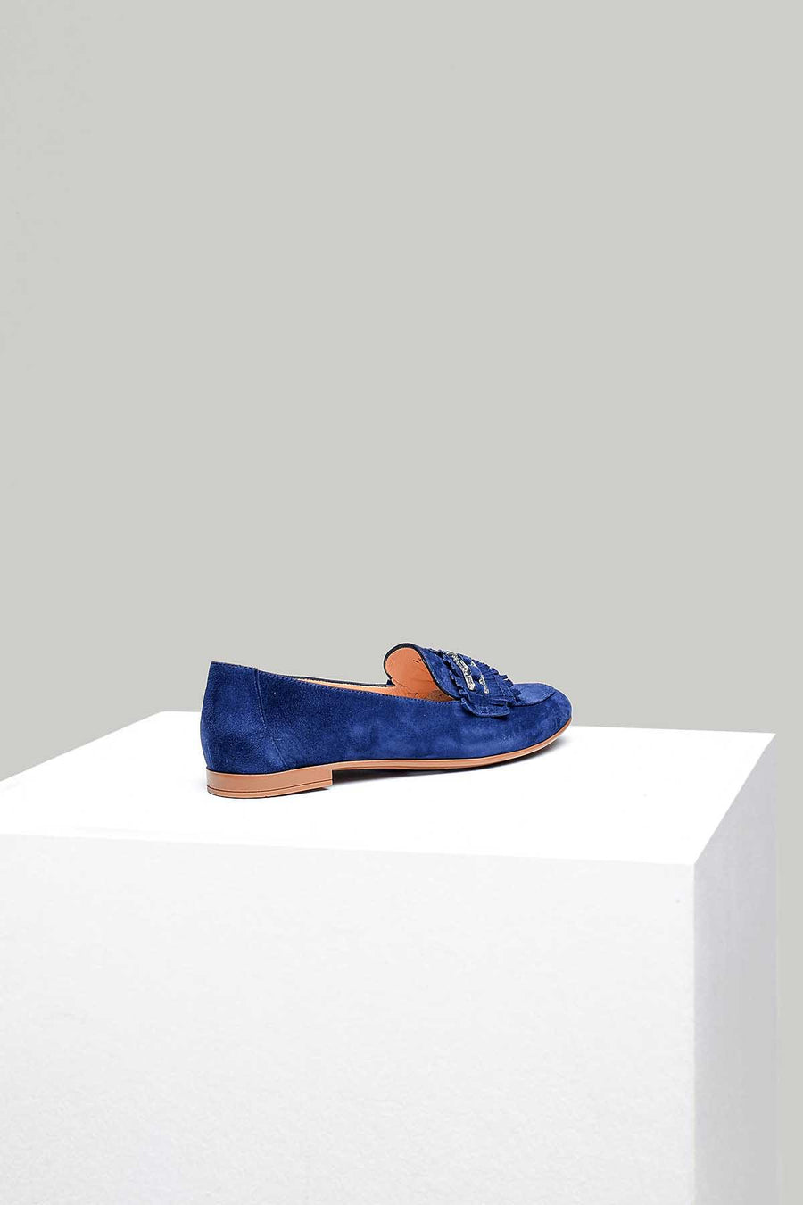 Navy Blue Buckle Women's Leather Shoes