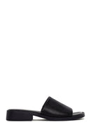 Women's Black Leather Slippers | Derimod