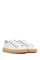Men's White Lace-up Leather Sneaker | Derimod