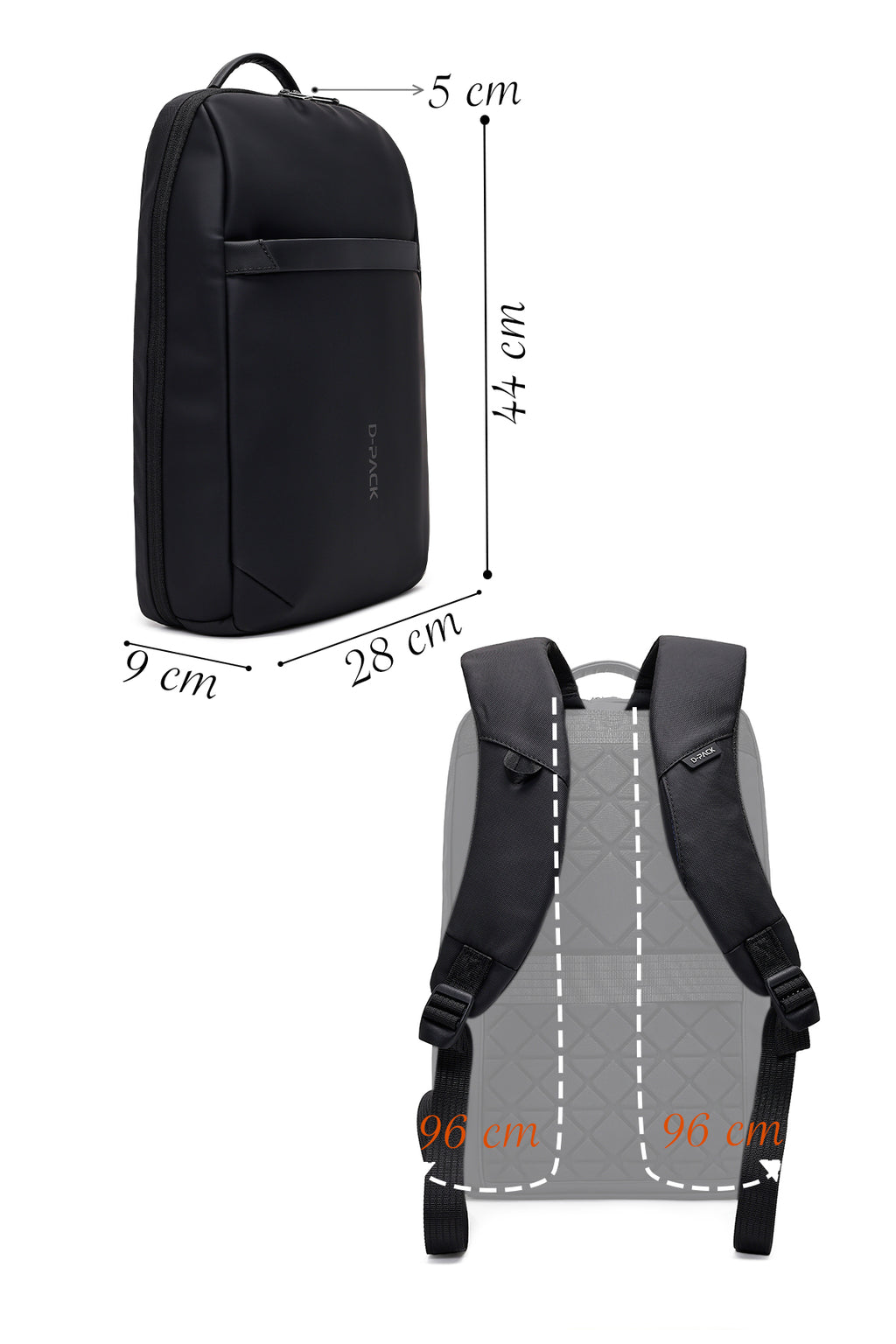 D-Pack Unisex Siyah Teknolojik Kumaş Sırt Çantası