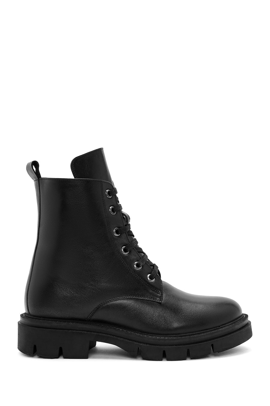 Woman Black Zippered Leather Boat 25WFD410918 | Derimod