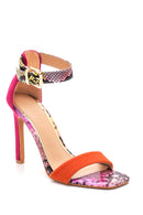 Women's Pink Leopard Heeled Sandals | Derimod
