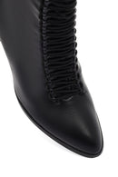 Women's Black Lace-Up Zippered Thick Heeled Boots | Derimod
