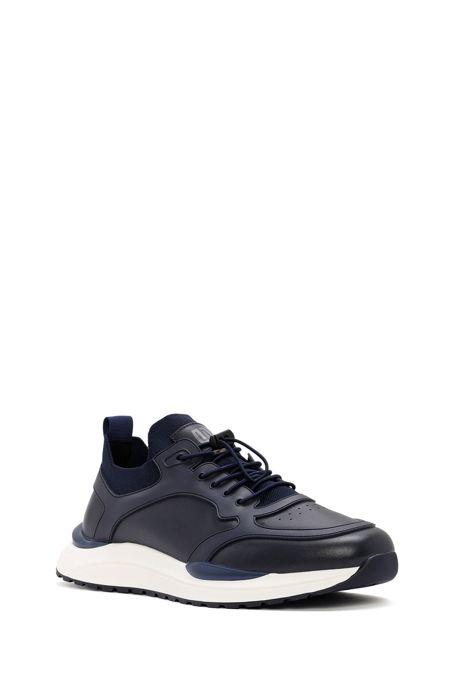 Erkek Lacivert Bağcıklı Deri Sneaker