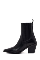 Woman Black Chunky-Heeled Leather Chelsea Boots | Derimod