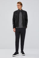 Braun Erkek Siyah Slim-Fit Deri Mont | Derimod